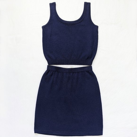 St. John Tops - St. John Navy Blue Santana Skirt And Tank Top Set